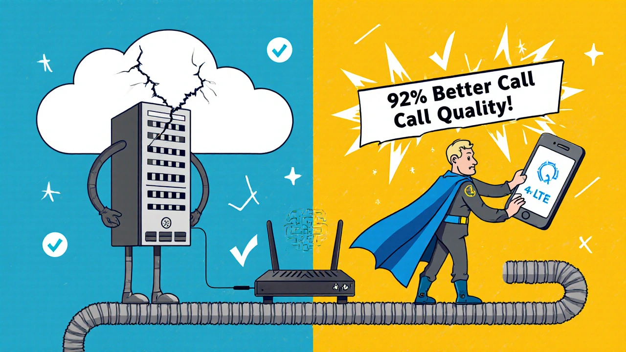 Heroic hybrid phone system with cloud failing and a sturdy backup server saving the call connection.