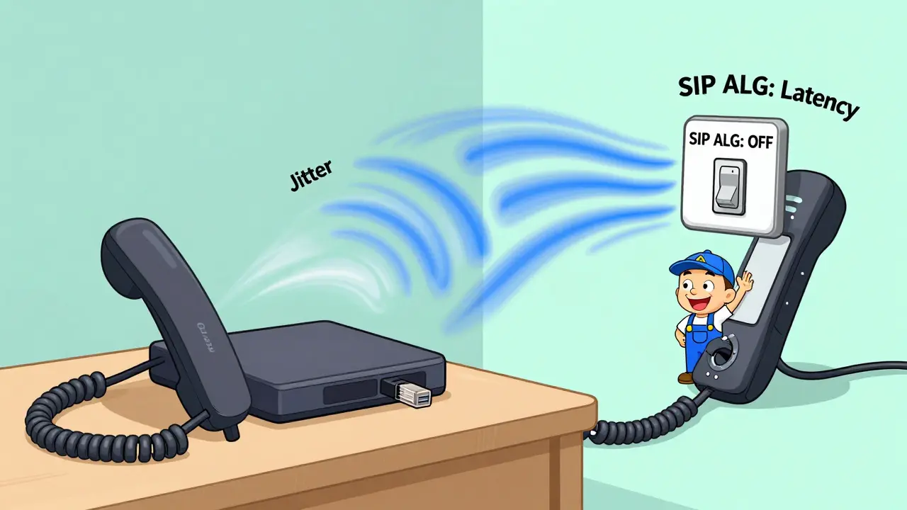 A VoIP phone connected by Ethernet sits calmly while a Wi-Fi phone bounces wildly from network interference.