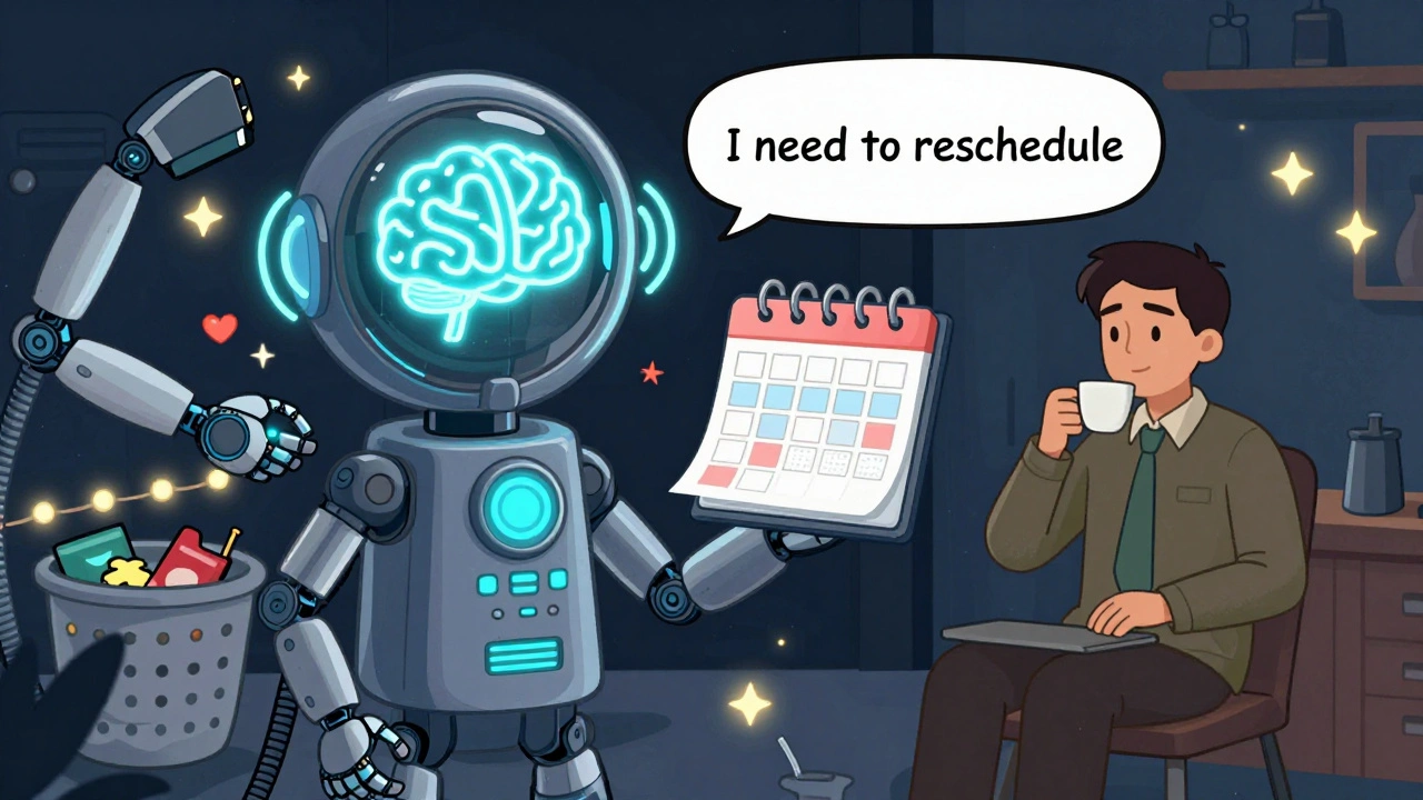 An AI auto attendant recognizes speech and schedules an appointment, freeing a human agent to relax.
