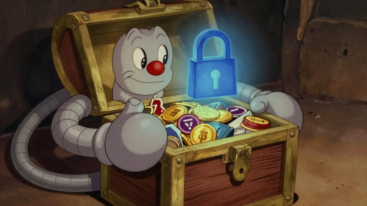 Robot guardian watching over treasure chest