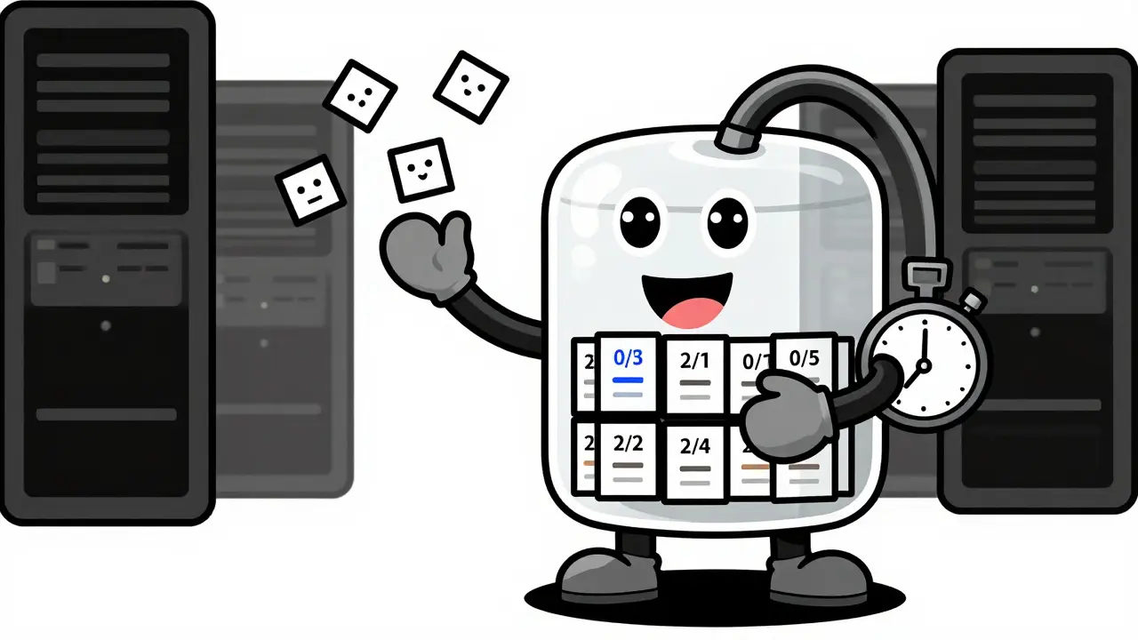 Anthropomatic buffer organizing packets with a stopwatch