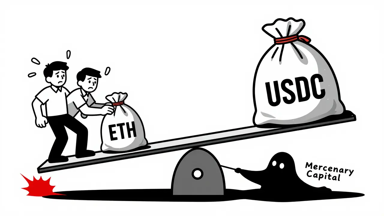 Cartoon seesaw showing asset imbalance risk