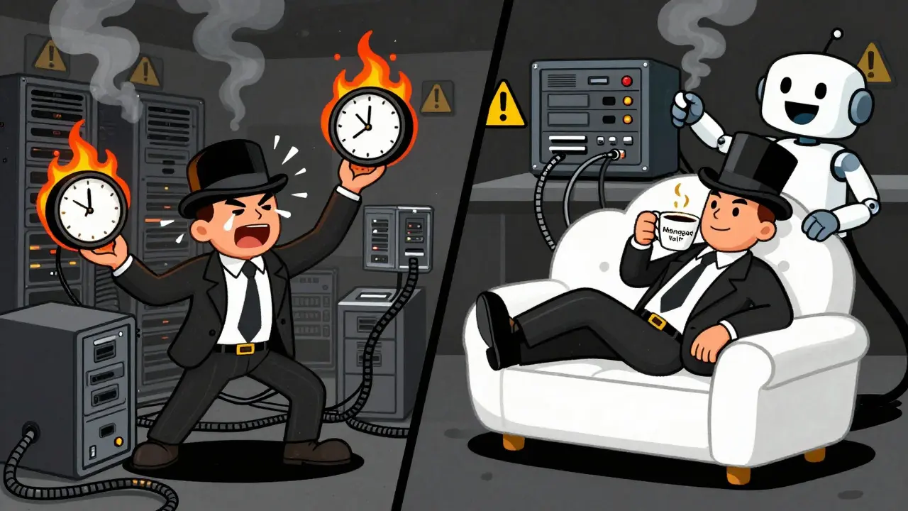 Chaotic DIY IT setup compared to relaxed managed service experience