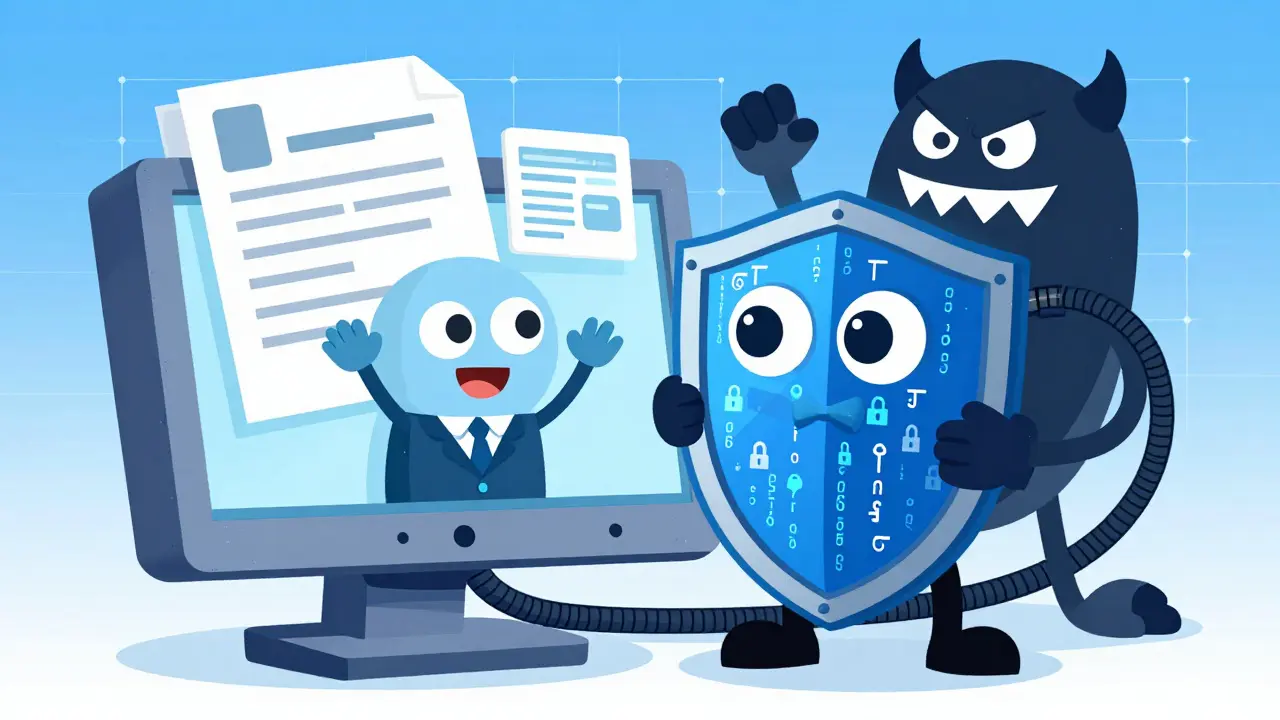 Computer monitor shielding tenant data from cyber threats