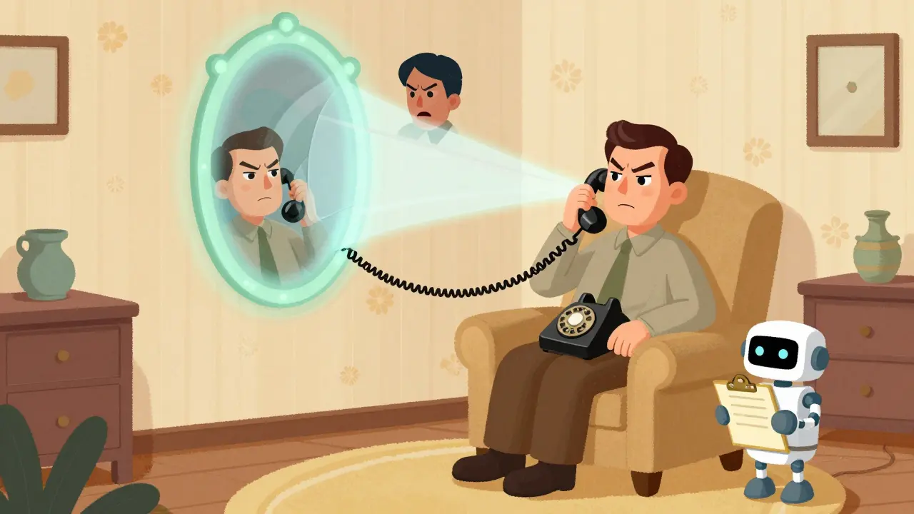 Homeowner protected from spam calls by magical mirror