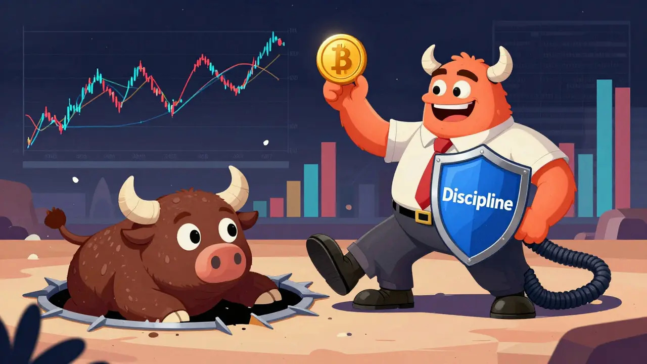 Illustration of a trader avoiding bull and bear traps using discipline