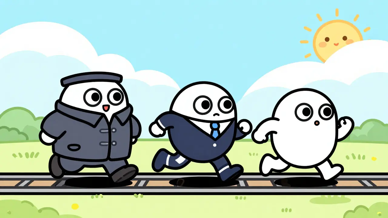 Three cartoon data packet characters representing different codecs