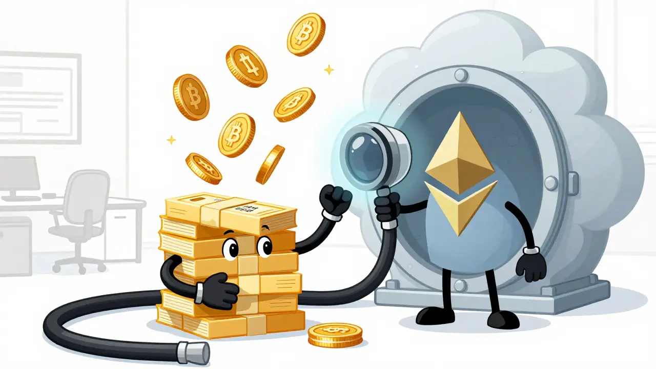 Animated treasury bonds turning into digital tokens via blockchain