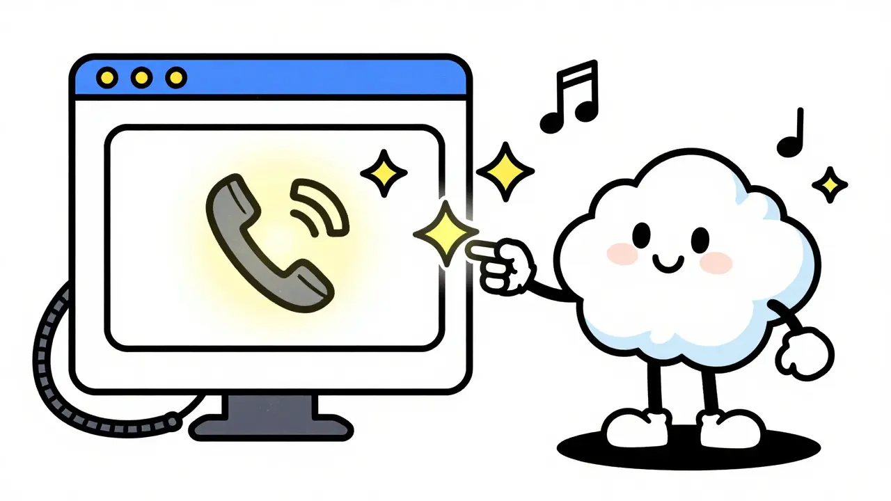 Character clicking a phone link with magical sparkles
