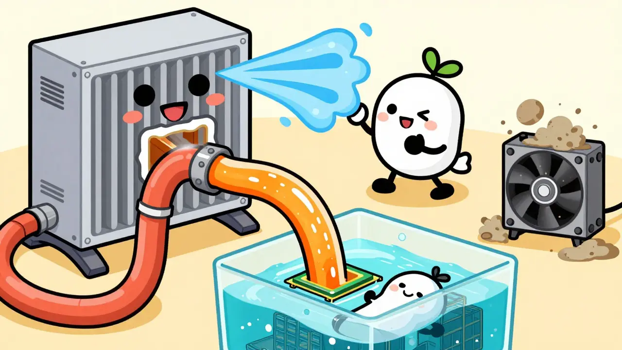Cute pump circulating fluid in cooling loop