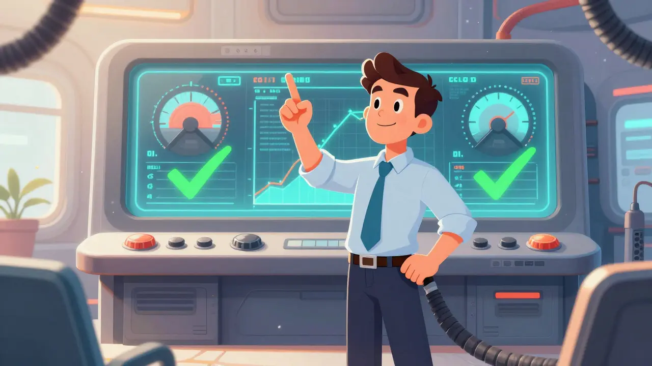 Retro-futuristic dashboard showing compliant crypto financial data