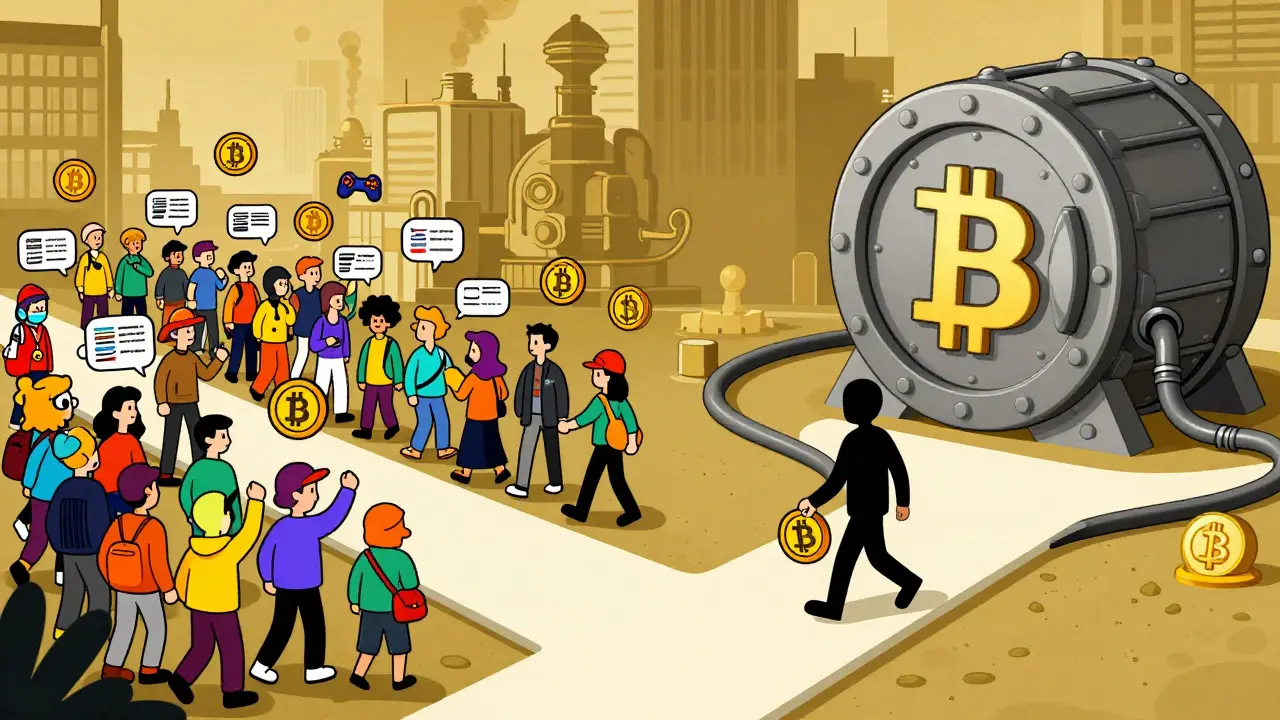 Split path showing dynamic NFT utility versus permanent Bitcoin storage