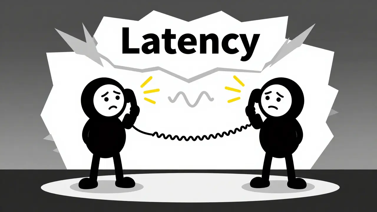Two phones struggling with latency distortion