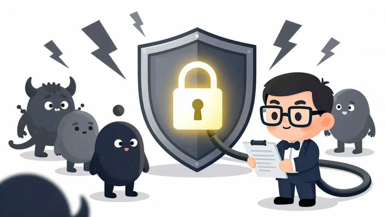 Shield protecting data from digital threats in animation