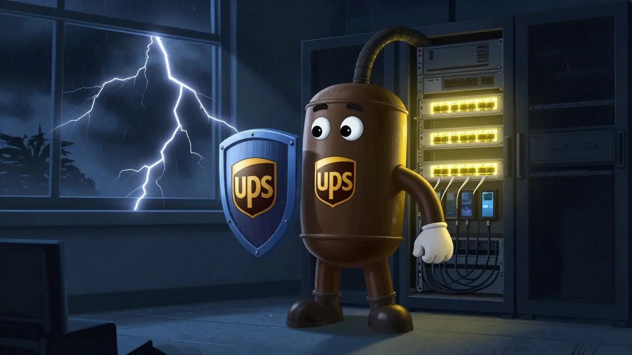 UPS hero protecting network gear from lightning storm