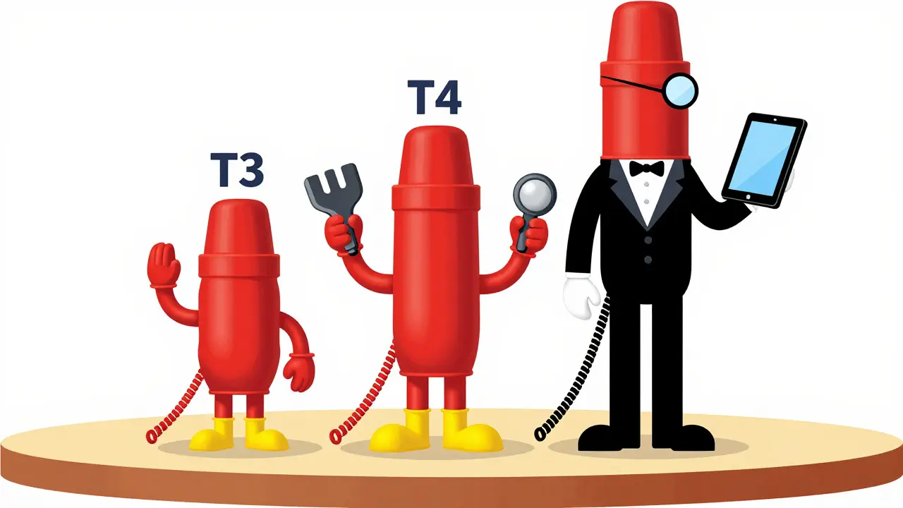 Three cartoon phone characters representing different product tiers