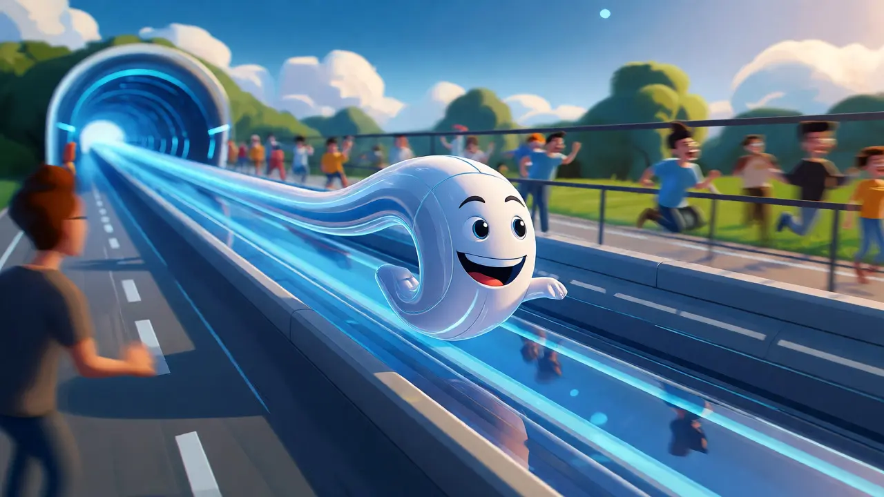 Smooth cartoon voice packet traveling on a fast, private direct connect tunnel