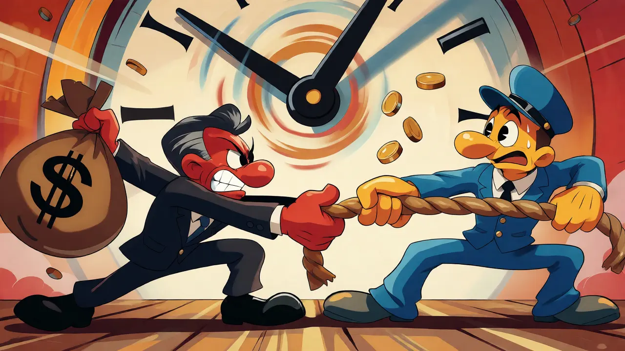 Two figures in a tug-of-war over VoIP contract terms.
