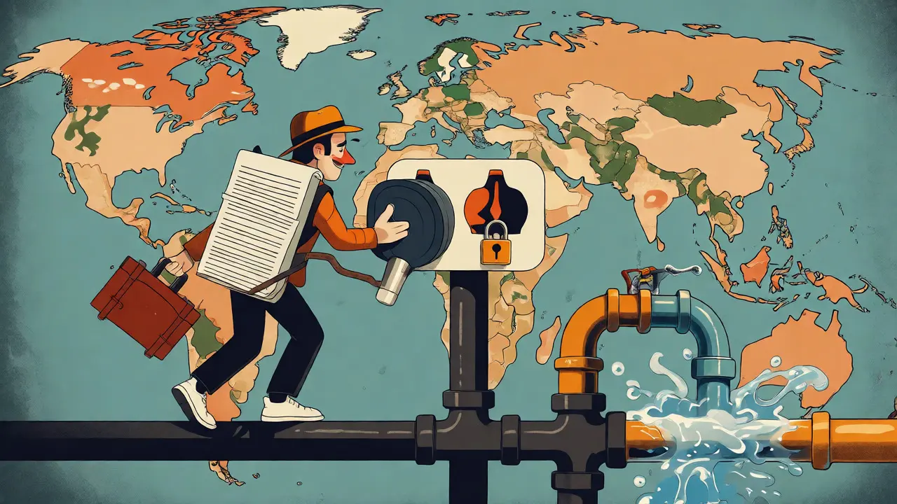 Character navigating complex international phone line regulations and compliance