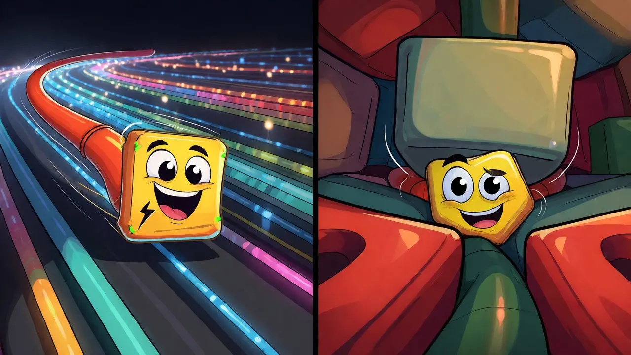Split screen comparing fast G.711 packet flow versus congested G.729 overhead.